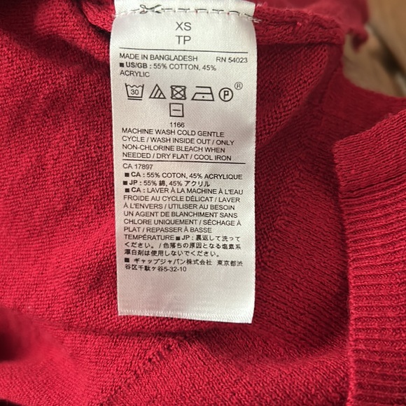 BANANA REPUBLIC♥️Long Sleeved V-Neck Red SWEATER🍁VERY GOOD Condition! Size XS🌻 - Picture 7 of 8